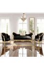 Barockes Medaillon-Sofa Napoleon III. Schwarzer Samtstoff und Goldholz - 12