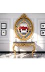 Konzola barok Louis XV Rocaille pozlatené drevo a čierny mramor - 8