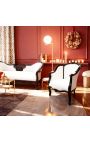 Wielki Bergère fotel Louis XV style white leatherette and black wood - 12