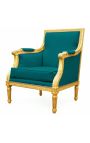 Stor Bergère stolsstol i Louis XVI-stil grön samvet och gult trä - 13