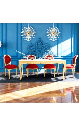 Baroque dining table baroque with gold wood and glossy white top