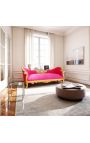 Barok Napoleon III medaljon sofa stof fuchsia fløjl og guld træ - 12
