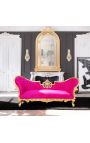 Barok Napoleon III fuchsia fluweel en gouden hout - 15
