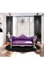 Barocksoffa Napoleon III tyg lila konstläder och silverträ - 13