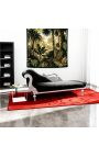 Grande chaise longue barocca con velluto nero e legno argento - 14