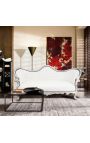 Baroka sofas Napoléon III stila balta āda un sudraba koksne - 13