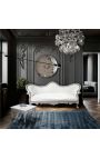 Μπαρόκ Sofa Napoléon III στυλ λευκό δέρμα και ασημένιο ξύλο - 11