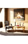 Poltrona barocca Louis XVI Stile con tessuto floreale bianco, legno nero - 12