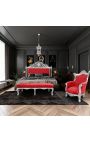 Tissu di velluto rosso con strass e legno argento