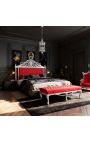 Grand Rococo Barok fauteuil rood fluweel en zilver hout - 9
