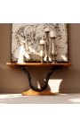 Console in art-decostijl in iepwortel en zwart gelakte standaard - 9