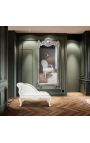 Louis XV Chaise longue in similpelle bianca e legno bianco - 12