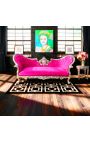 Baroque Napoleon III medallion sofa fabric fuchsia velvet and silver wood - 14