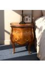 Marquetry bedside dresser 2 drawers with gilded bronzes