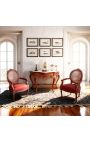 Console Barocco colore legno mogano e marmo beige - 8