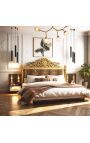 Tête de lit Baroque tissu imprimé léopard et bois doré