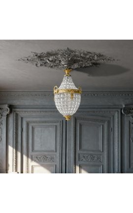 Araña doble con colgantes de cristal transparente con bronces