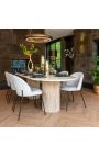 Mesa de comedor 240 cm Ovalo SARAH en travertina con patas agrietadas