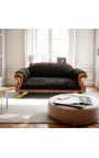 Juodosios aksomo imperijos sofa su raudonmedžio ir aukso gulbės detalėmis - 5