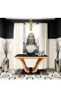 Κονσόλα art deco με elm burl ένθετο και μαύρο μάρμαρο - 10