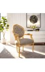 Barok lænestol Louis XVI Style Taupe Velvet og Gold Wood - 11