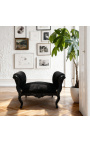 Banco barocco Louis XV Stile velluto nero e legno nero laccato - 5