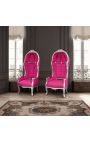 Cadeira estilo barroco de grande porte fuchsia veludo e madeira de prata - 5