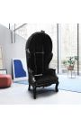 Grand porter's Baroque style chair black velvet and black wood - 2