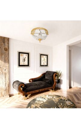 Griestu lustra ar caurspīdīga stikla detaļām un bronzu 40 cm diametrs