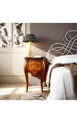 Nůží 2 zásuvky Marquetry s bronzem a černým mramorem nahoru