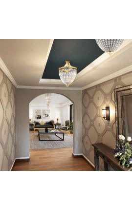 Stort lysekrone glas med guldbronzer