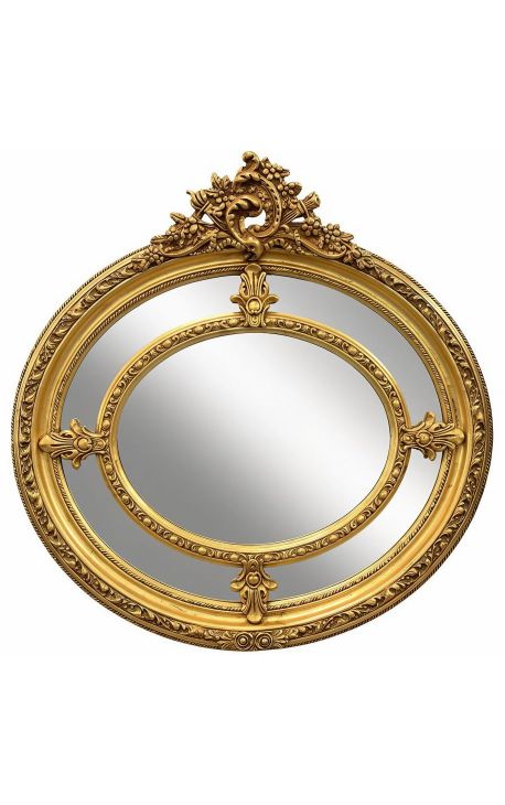 Гранд барокко горизонтальное овальное зеркало Louis XVI Стиль Бранфет Парки - 1