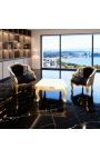 Bergere πολυθρόνα Louis XV στυλ μαύρο βελούδο και ζέβρα χρυσό ξύλο - 13