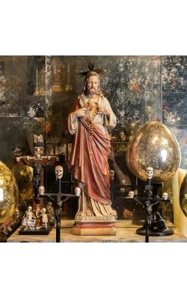 Statue af polykromplaster "Helligt hjerte"