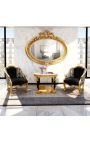 Veldig stort gyllent horisontalt ovalt barokkspeil - 14