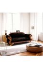 Svart Velvet Empire Soffa med mahogny och Gold Swan Detaljer - 7