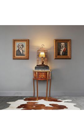 Sengen halvmåne Louis XVI stil marquetry med blomster mønstre og bronzes