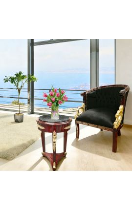 Empire Mahogany Piedestal Table Gilt Bronz și marmură neagră