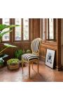 Louis XVI style chair with black and white stripes and gilded wood