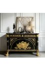 Enorme buffet de style Empire noir avec bronzes dorés et marbre noir