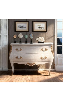 Barokový šatník štýlu Louis XV Šedé patinované drevo s bronzmi