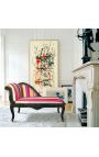 Louis XV Čiastkové longeue Multicolor pruhované tkaniny a čierne drevo - 5