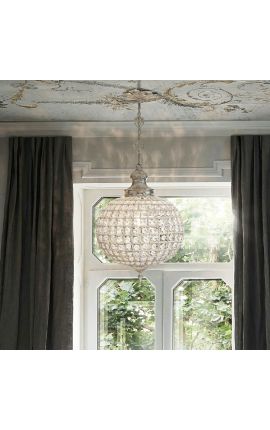 Kulový lustr s čirým sklem a stříbrným bronzem