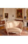 Louis XV Style sohva beige liinavaatteet ja beige puu väri - 10