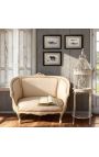 Louis XV Style Sofa Beige perilo tkanine in bež barvo lesa - 8