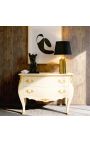 Cómoda barroca de Louis XV Estilo beige y bronzes de oro.