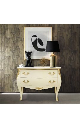 Barokk kommode av Louis XV stil beige og gull bronzes