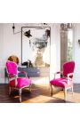 Tyylin barokki-nojatuoli Louis XV Fuchsia ja hopeoitu puu - 14