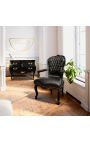 Black Louis XV Baroque dresser with white marble top