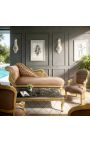 Barokne Louis XV stiilis taupe sametist ja kullast puidust tugitool